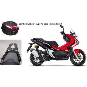 COMBO BAU GIVI E30RN PRETO C/ LENTE BICOLOR 30 LTS + SUPORTE BAU SR1183 HONDA ADV 150
